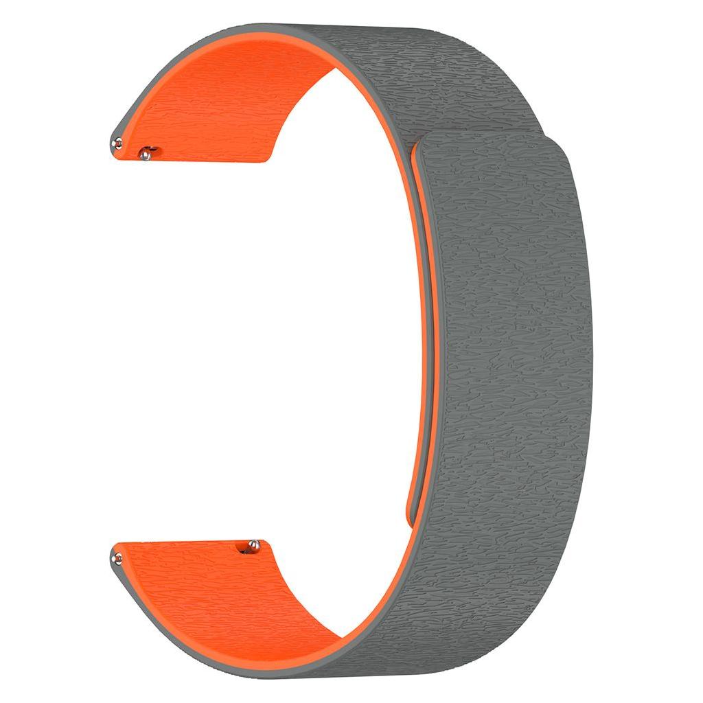 Techsuit - Watchband 22mm (W074) - Samsung Gear S3 46mm - Grey / Orange (22 mm, Silicone) (56624302)