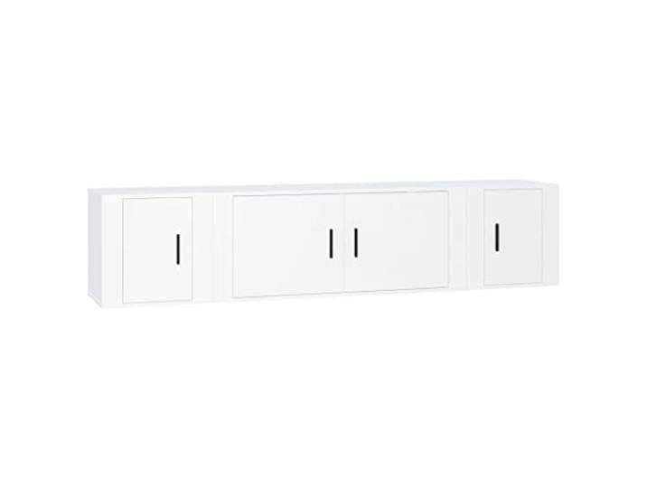 GKHPYURE TV-Möbel-Set, 3-teilig, weiß, Holz, mehrschichtig Wanddesign, großer Stauraum, praktische Türen, einfache Montage