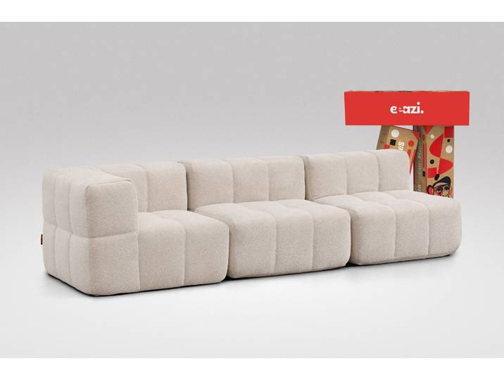 3-tlg. Modulsofa Beige – 1 Eckteil, 2 Mittelteile