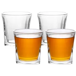 Intirilife 4x Whisky Glas in KRISTALL KLAR 'VINTAGE' - 300 ml Füllemenge - Old Fashioned Whiskey Kristallglas Bleifrei im Sculpture Design