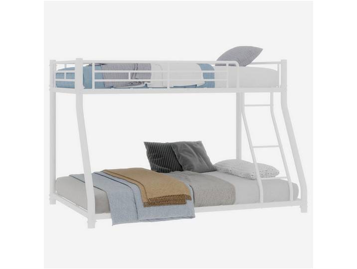 Modenvie Etagenbett 196,6/146,6/139 cm aus Metall mit geräuscharmen Latten und erhöhtem Geländer Weiß, 140x190 cm, Babymöbel & Kindermöbel, Kinderzimmer & Jugendzimmer, Stockbetten