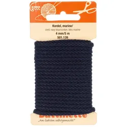 buttinette Baumwoll-Kordel für Bekleidung, marine, 4 mm Ø, Länge: 5 m