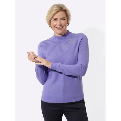 Strickpullover CLASSIC BASICS "Stehkragen-Pullover", Damen, Gr. 42, lila (lavendel), 100% Polyacryl, unifarben, Pullover Strickpullover