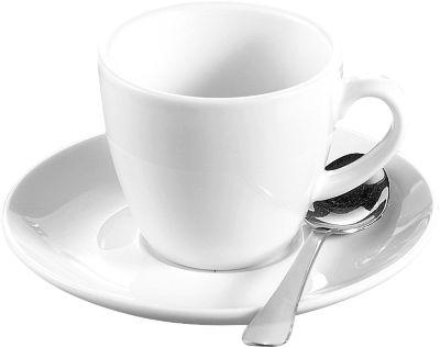 Espressotassen-Set BISTRO, 6 Tassen & Untertassen, jeweils 0,1 l, H 58 mm, Porzellan, weiß