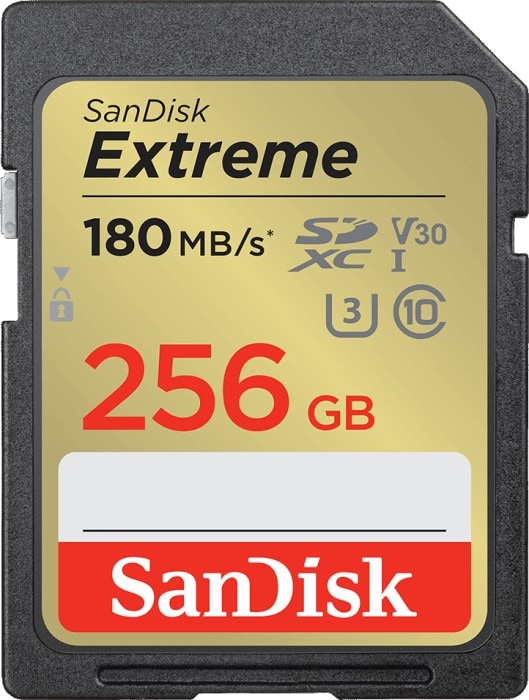 SanDisk Extreme 256 GB SDXC Speicherkarte (2022) bis 180MB/s, Cl10, U3, V30 SDSDXVV-256G-GNCIN