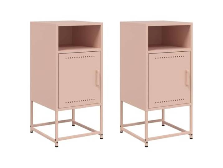 LMTYOENFG 2er-Set Nachttisch Stahl Rosa 36x39x78 cm Beistelltisch Vielseitiger Schrank im Industrie-Design für Schlafzimmer und Wohnbereich, pflegeleicht und standfest verarbeitet.