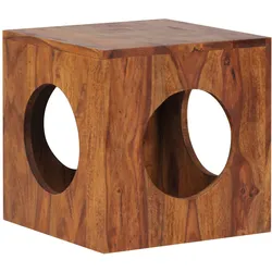 BEISTELLTISCH – Massivholz Braun 35x35x35 cm quadratisch mit Stauraum