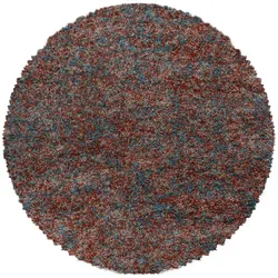 Carpetsale24 Runder Hochflor Teppich Ø 200 cm Terrakotta – Großer Shaggy, Flauschig & Pflegeleicht, Meliert, Jute-Rücken für Wohnzimmer, Esszimmer