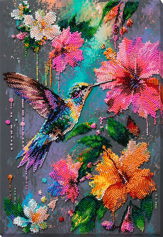 Perlen-Stickbild "Kolibri", 22 x 32 cm