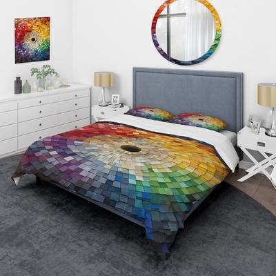 DESIGN ART "Designart ""Colorful Spiraling mosaic"" Abstract Spirals Bedding Cover Set - Traditional Bed Set with Shams"