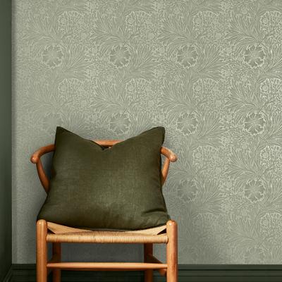 Vliestapete "Marigold Fibrous", grün, B:0,52m L:10m, Vlies, WILLIAM MORRIS AT HOME, Tapeten, Design Tapeten