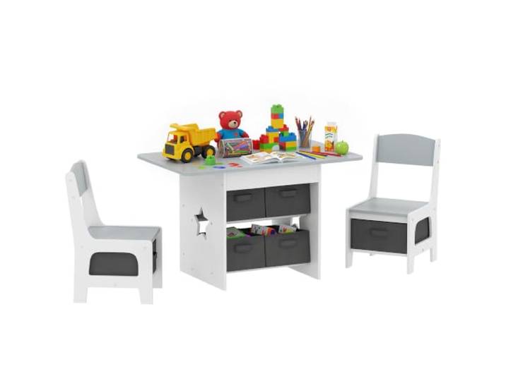 AIYAPLAY Kindertafel en stoel set 6 uitneembare la's 3-8 jaar Lichtgrijs