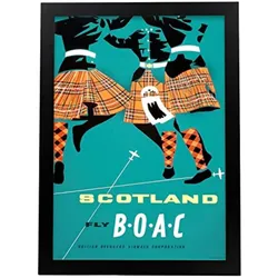 POSTER Flüge Nach Schottland A3 Schwarzer Rahmen