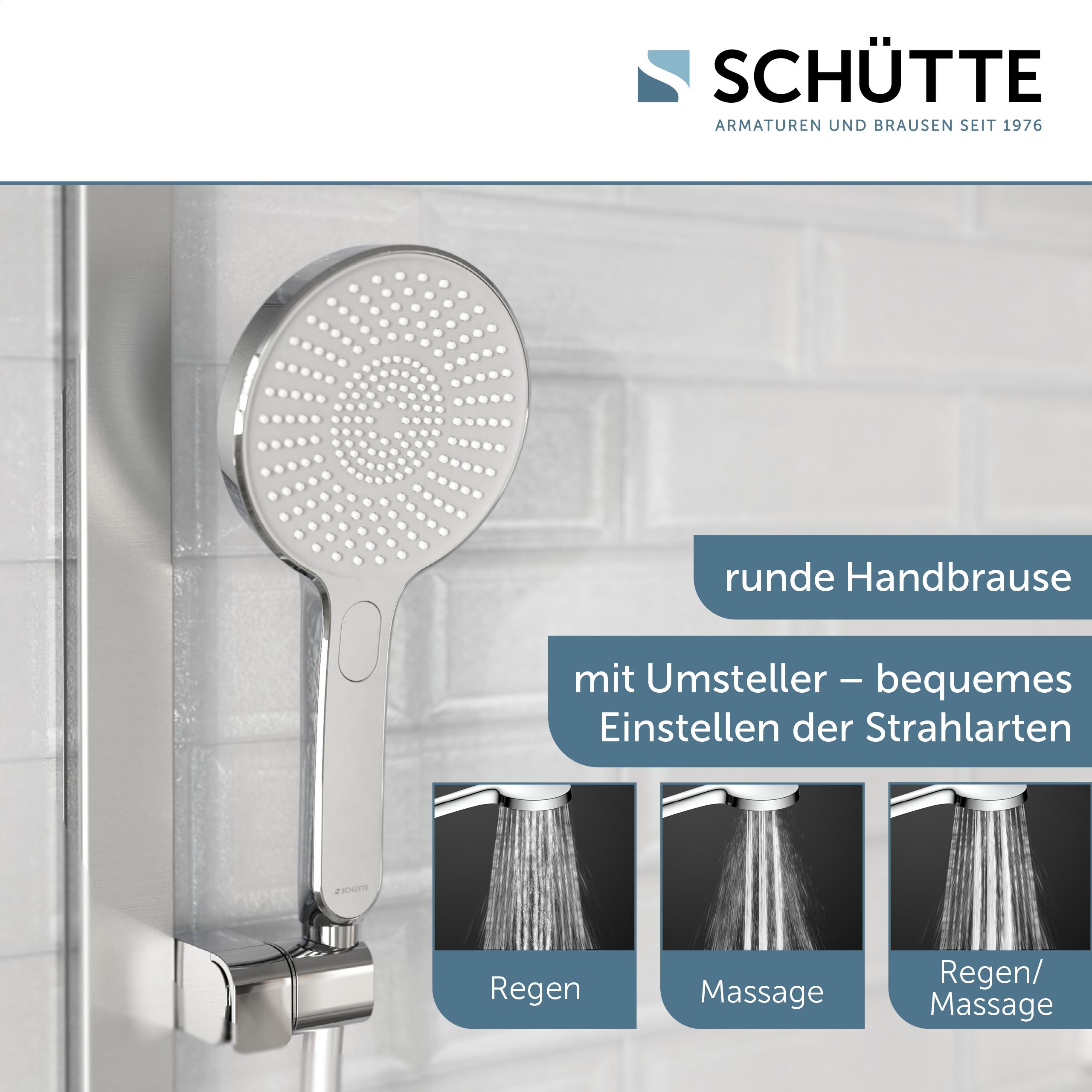 Stangenbrause-Set SCHÜTTE "KARIBIK", silber (chrom), H:78,5cm T:20,6cm, ABS-Kunststoff, Aluminium, PVC, Brausegarnituren, Stangenbrause-Set, höhenverstellbar, mit Antikalk-Beschichtung, wassersparend chrom Einheitsgröße
