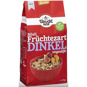 Bauckhof Müsli Dinkelmüzli Früchtezart demeter, BIO, ohne Zuckerzusatz, 425g