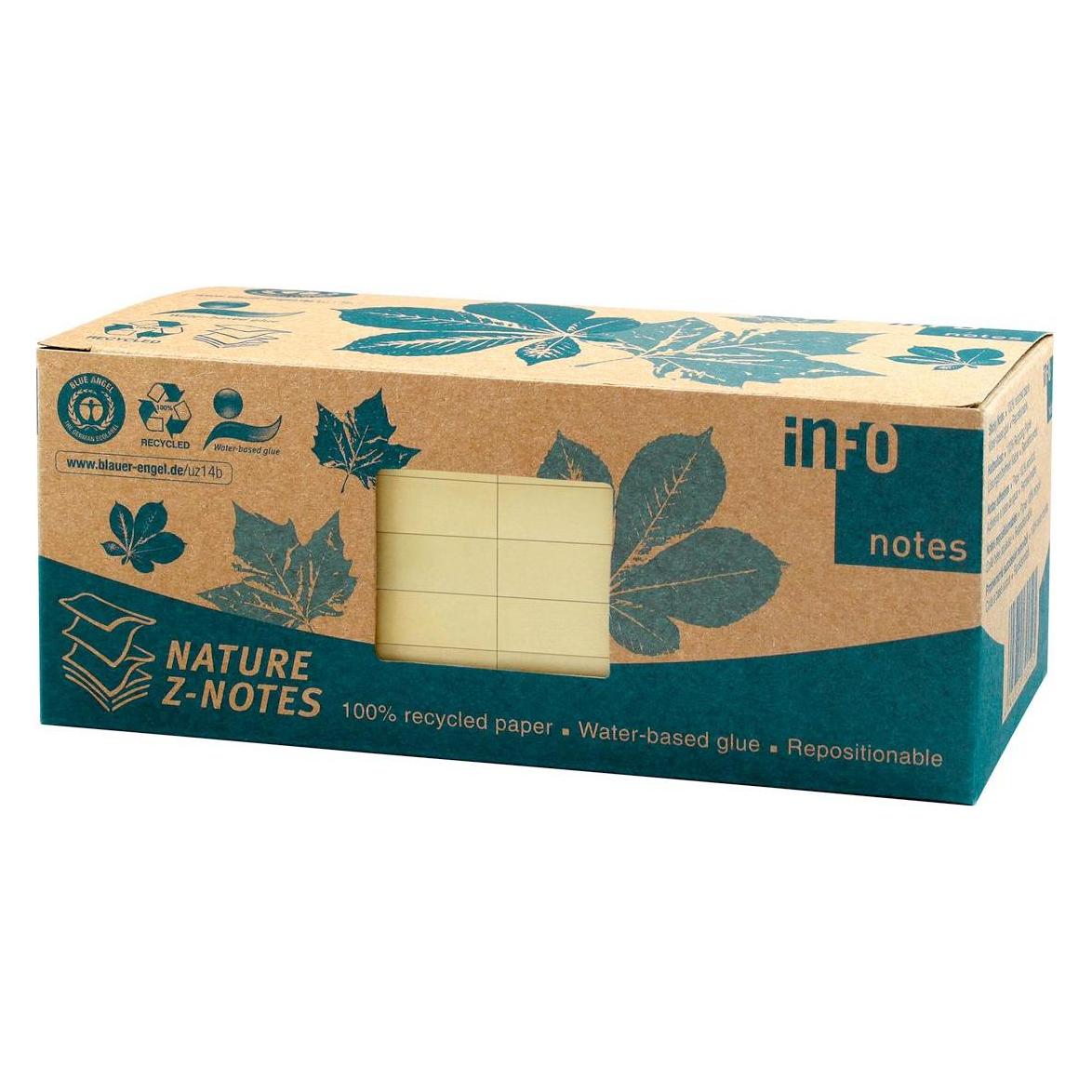 Info Recycling Haftnotizen Standard 5644-11BOX gelb 12 Blöcke (75 x 75 mm) (5644-11BOX)