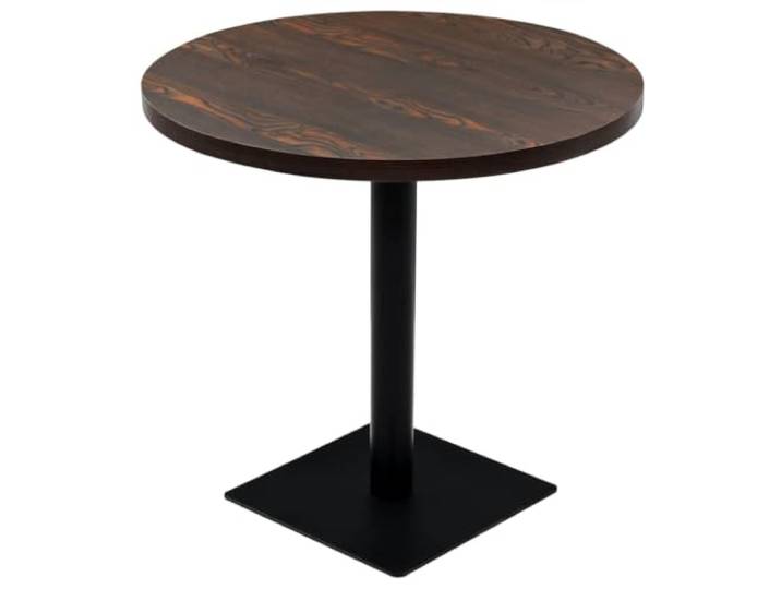Tmriohed Runder Bistrotisch 80x75 cm Dunkle Esche Optik Cafe Kompakte Bauweise mit 42x42 cm Stahlbasis, ideal für stilvolles Speisen und Verweilen in Wohnzimmer, Küche oder Bar.
