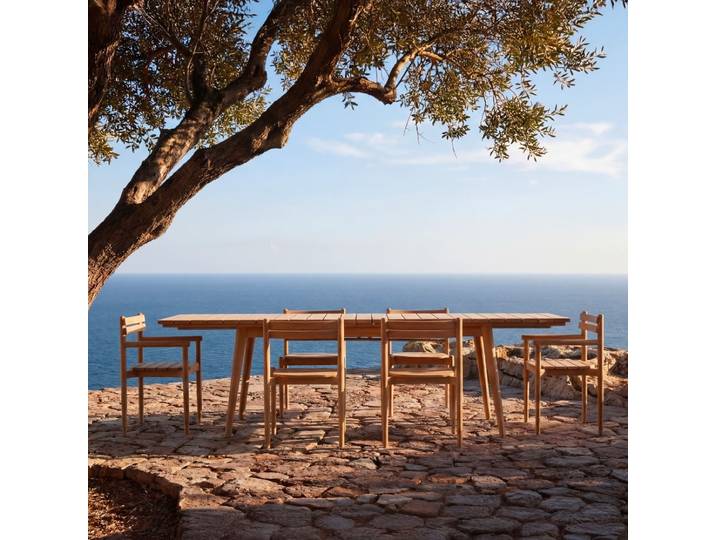 Ausziehbare Garten-Essgruppe aus massivem Teakholz für 6 Personen Vadim - Natur - Teak