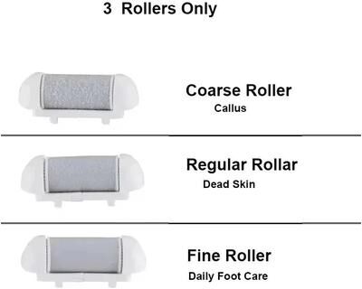 Inspired Finds Replacement Roller Heads For Pedi Foot File Electric Foot File 3 Pack grey