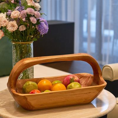 Greenage "Rectangle Cedar Basket Handle for Fruit Vegetable Food Display - 16.8""x8.2""x7.8"""