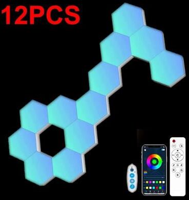 Uplifted Finds RGB LED Hexagon Light Bluetooth Wall Lamp With APP And Remote Control For Gaming Room And Bedroom 12 Pcs