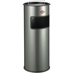 Wesco Aschenbecher 150601-03, neusilber, für Outdoor, 2in1, Aschenbecher & Mülleimer aus Metall, 27 x 64cm, 30 Liter