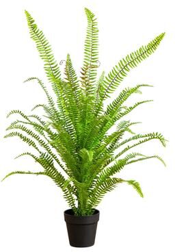 Nearly Natural 3-ft UV Resistant Artificial Boston Fern Potted Plant (Indoor/Outdoor) - Green