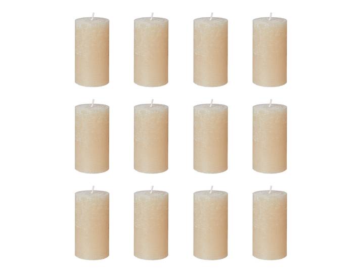 Stumpenkerze RUSTIC 12er-Set 13cm Beige