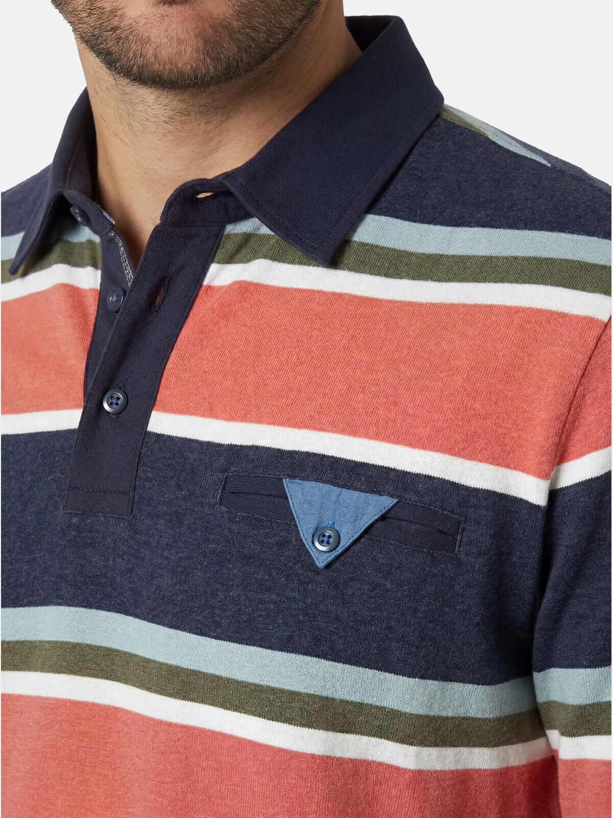 Langarm-Poloshirt BABISTA "Langarm-Poloshirt OMIRI", Herren, Gr. XXL, blau (dunkelblau hellrot gestreift), Shirts Langarm-Poloshirt