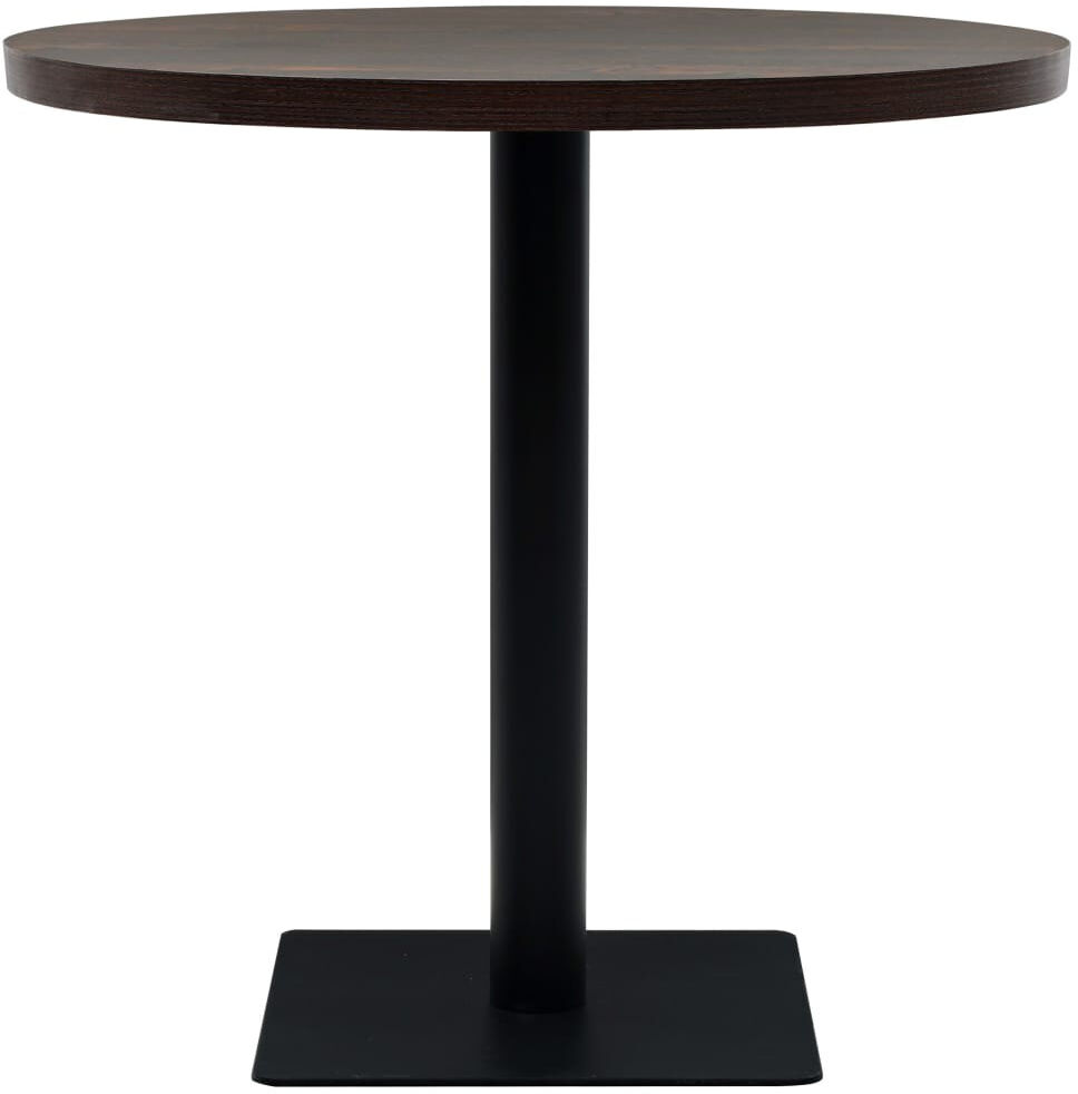 Borough Wharf Vowell Round Dining Table with Steel Base Brown 75 cm H x 80 cm W x 80 cm D