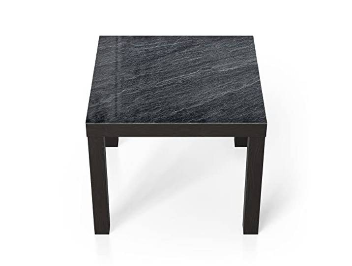 DEQORI Glastisch schwarz klein 55x55 cm Motiv Klassischer Schieferstein ausgefallener Beistelltisch aus Glas Hochglanz Couchtisch fürs Wohnzimmer moderner Couch Tisch mit Design