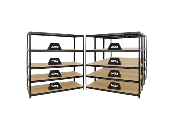 PROREGAL Mega Deal 4er-Set Schwerlastregal Giant Elephant 180x180x60cm mit 5 Ebenen Fachlast 200kg Schwarz, Kellerregal, Steckregal, Garagenregal, Lagerregal