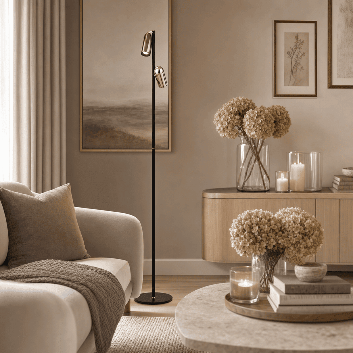 Carrara Black & Rose Gold LED Floor Lamp