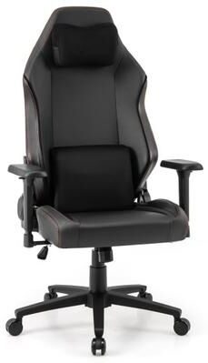 Costway Ergonomic High Back Computer Chair with Magnetic Headrest and Lumbar Pillow-Black