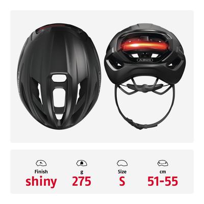 Fahrradhelm ABUS "TAIPAN LED" Gr. S, schwarz (schwarz (velvet schwarz)), Helme, S/904 Kopfumfang: 51cm - 55cm