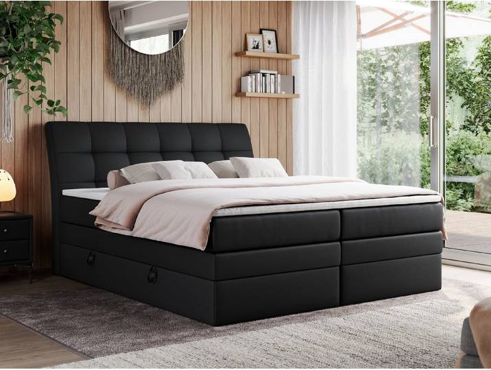 MKS MÖBEL Boxspringbett GOLD 10 KING (Set, zwei Bonell-Matratzen, zwei Multipocket-Matratzen, Topper T25/Visco), Polsterbett mit Bettkasten und fünf Matratzen - Stauraumbett