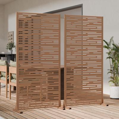 Lagom Yard Outdoor 2 Panels Metal Freestanding Privacy Fence for Deck Poolside Garden Backyard