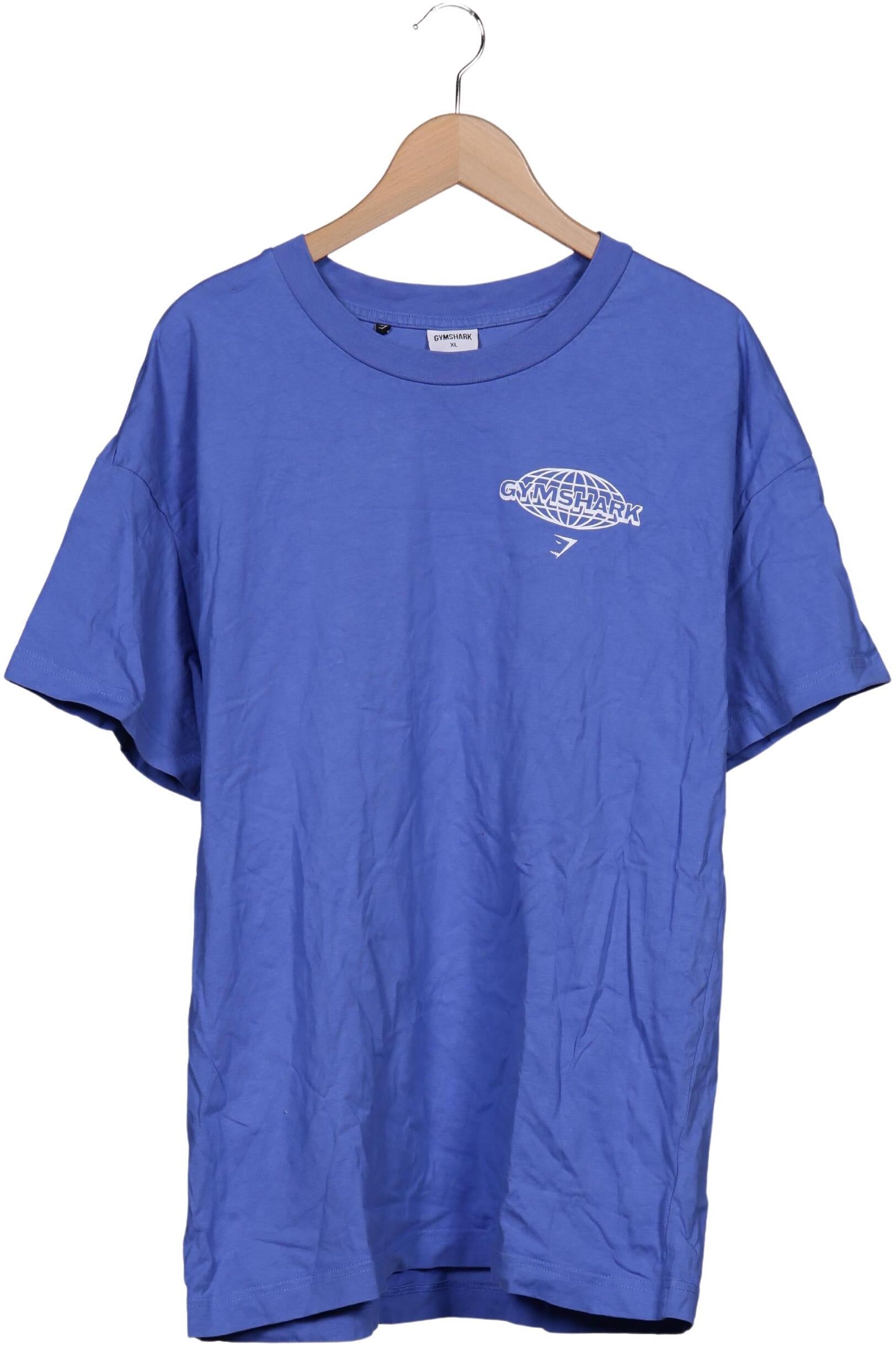 Gymshark Herren T-Shirt, Blau, Gr. XL, Baumwolle - Second Hand