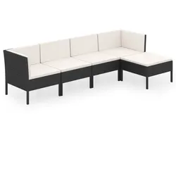 Helloshop26 - Gartenmöbel Outdoor-Möbel Set 5-teilig mit Kissen PolyRattan schwarz 02_0016486