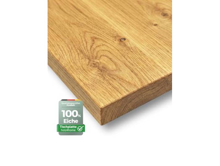 holz4home® Tischplatte Echtholz Eiche I 160 x 80 x 4 cm LxBxH I Esstisch-Platte Schreibtischplatte I Massivholz ohne Baumkante