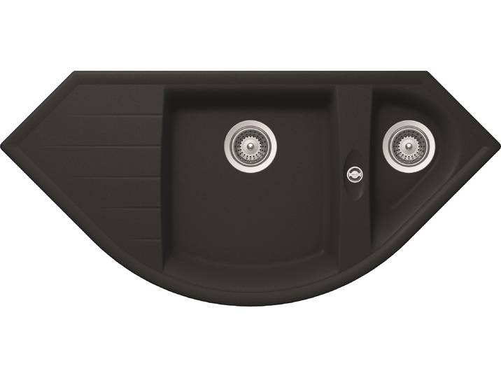 Einbauspüle RESPEKTA ARLINGTON 110X52S , schwarz, B:110,5cm H:19,5cm T:52cm, Edelstahl, Verbundwerkstoff, Küchenspülen, Einbauspüle