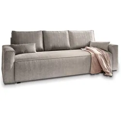 BETTSOFA MENI Beige Kordstoff mit Schlaffunktion