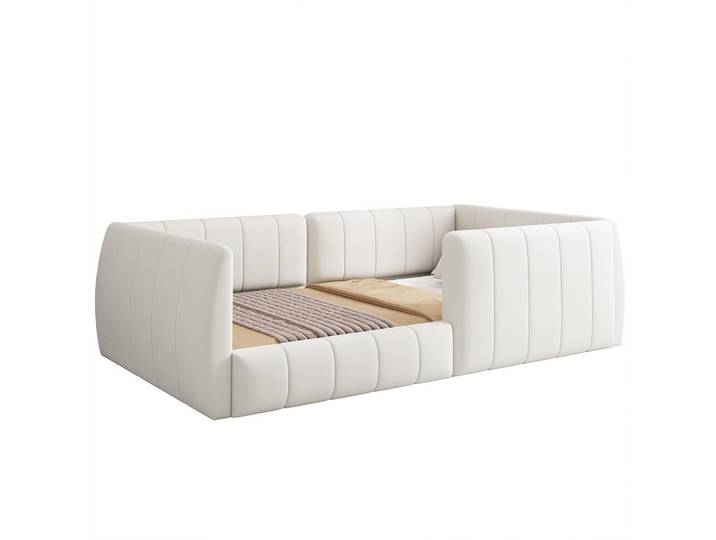 Wishdor Polsterbett 90/200 cm in Beige mit Sicherheitsgitter, Rechteckig, 90x200 cm, Schlafzimmer, Betten, Polsterbetten