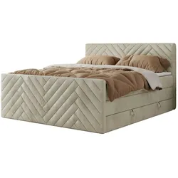 Boxspringbett mit Bettkasten  ¦ beige ¦ Maße (cm): B: 161 H: 110