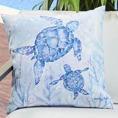 Manual Woodworkers And Weavers Sea Creatures II Pillow Blue , Blue