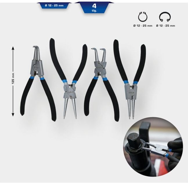 Brilliant Tools Jeu de pinces circlips, 4 pcs, 125 mm (BT067900)