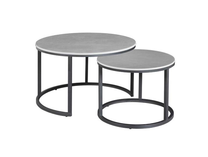 Mid.you Couchtisch, Grau, Stein, rund, eckig, 68x43x68 cm, Wohnzimmer, Wohnzimmertische, Couchtische