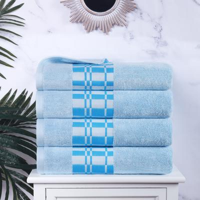 Superior Larissa Cotton Embroidered Geometric Border Bath Towel Set of 4
