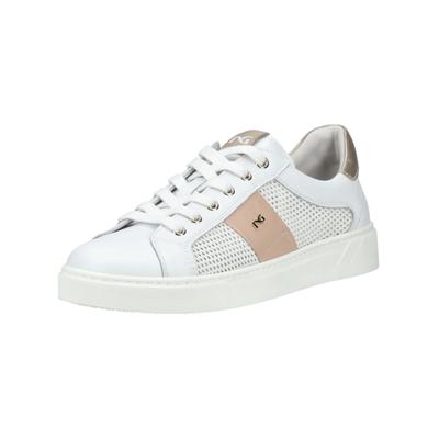 Sneaker NERO GIARDINI "Nero Giardini Sneaker Leder", Damen, Gr. 36, Leder, weiß, gold, Schuhe Sneaker