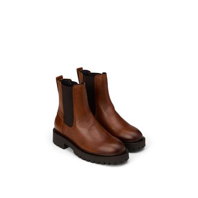 Chelseaboots MARC O'POLO "Model Phia 14", Damen, Gr. 37, Synthetik, braun, Elastischer Einsatz, Leder, unifarben, Schuhe Chelseaboots, Stiefelette, Schlupfboots mit Profilsohle